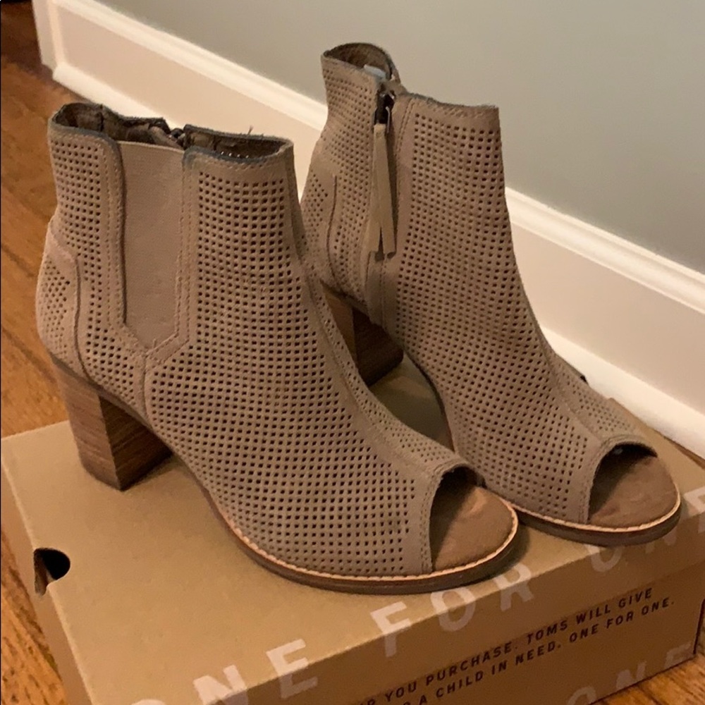 TOMS Stucco Suede Perforated Booties